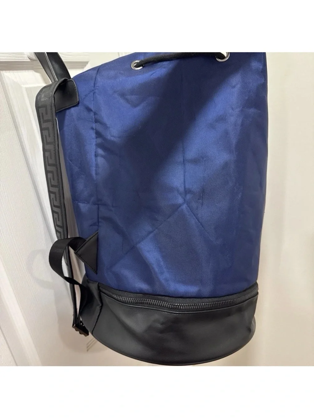 Versace Parfum Navy and Black Drawstring Sling Backpack very clean unisex